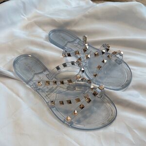 Wild Diva Clear Studded Sandals